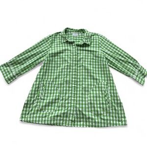 Joan Rivers Green Checkered Blouse